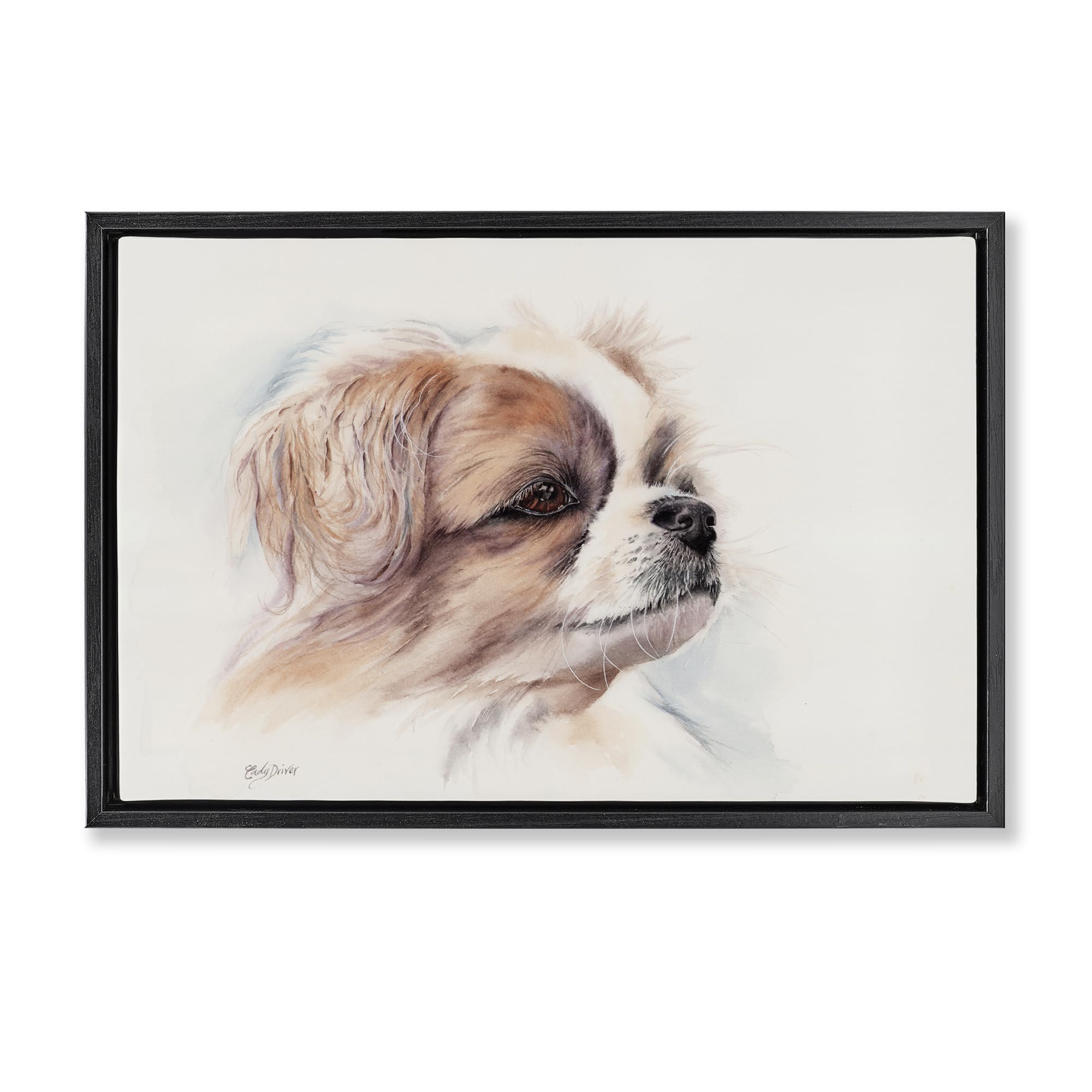 Stupell Industries Expressive Dog Face Portrait Black Framed Floater Canvas Wall Art, design by Cady Driver, 21 x 31