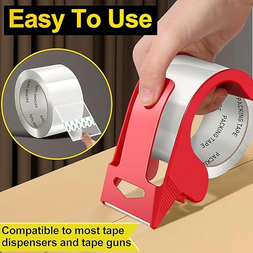 Vista 6 de Cinta de embalaje transparente, repuestos de cinta de empaque resistente 6 rollos, 5,1 cm x 59,4 metros, cinta de envío, cinta de caja, cinta