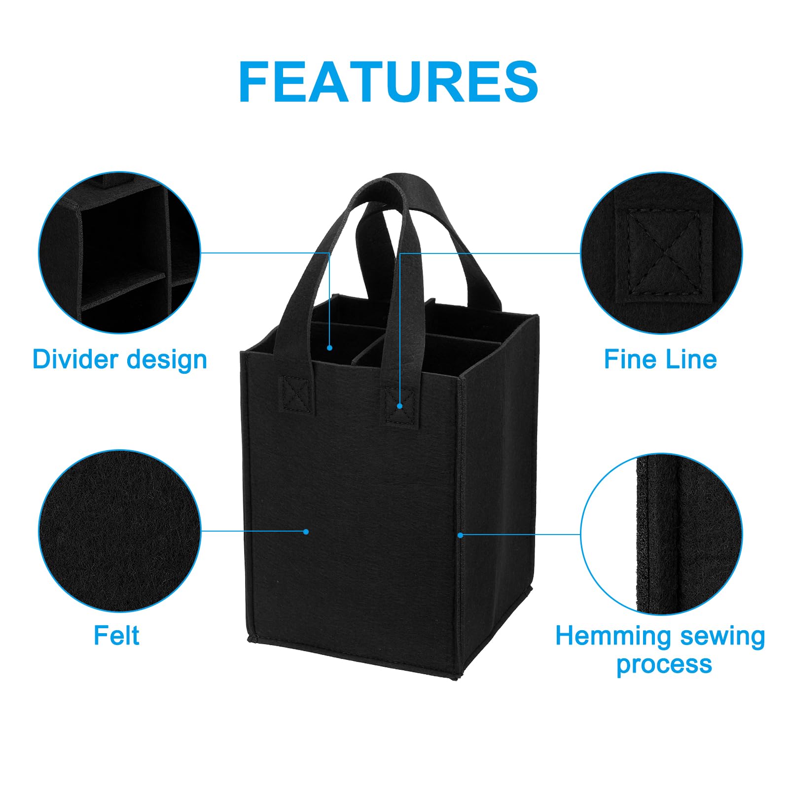 PATIKIL 4 Bottle Wine Carrier Tote Bag - Image 3