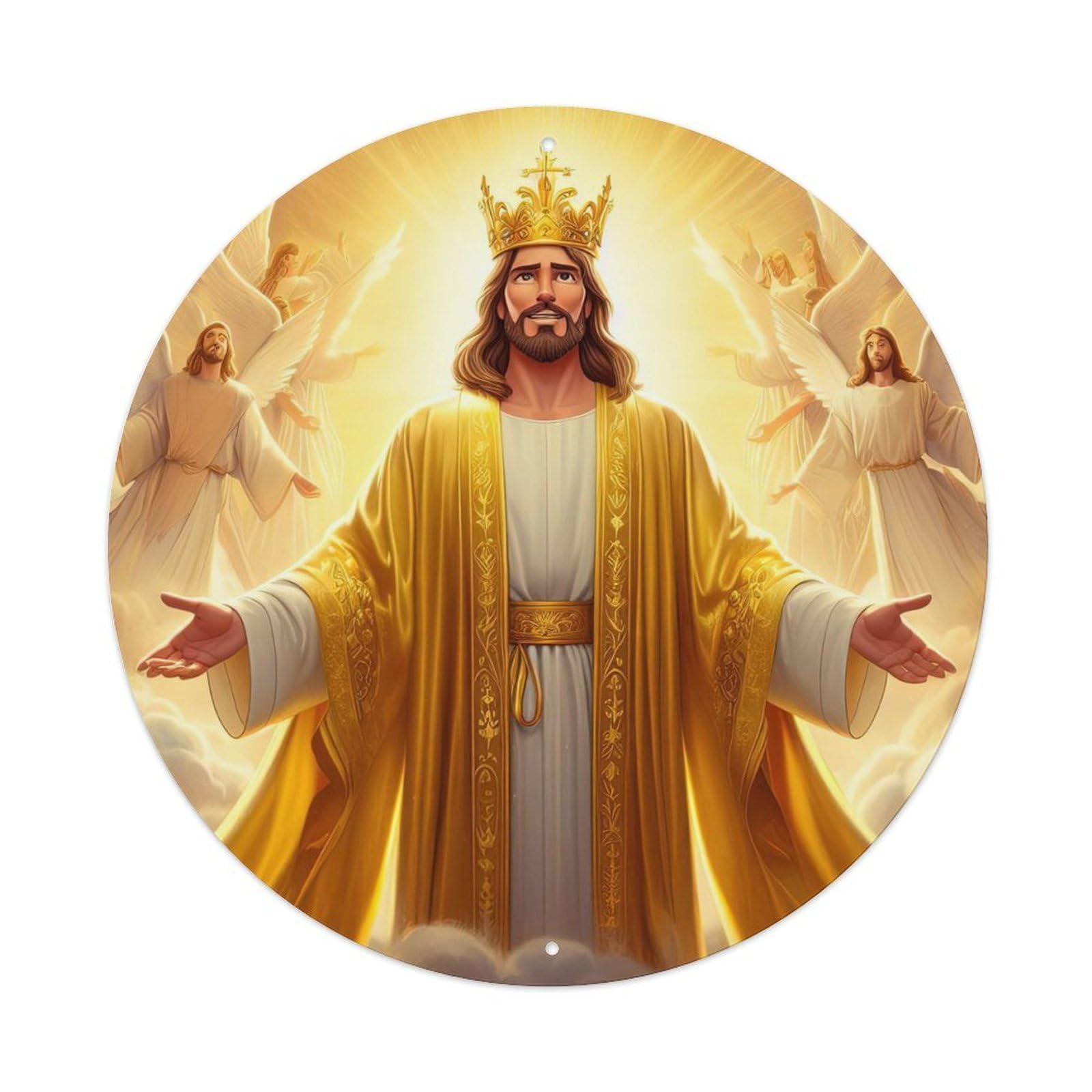 The Great Christian Jesus Religious Poster Vintage Metal Tin Sign Plaque Wall Decor for Cafe, Club, Garden Round Metal Poster 8x8Inch