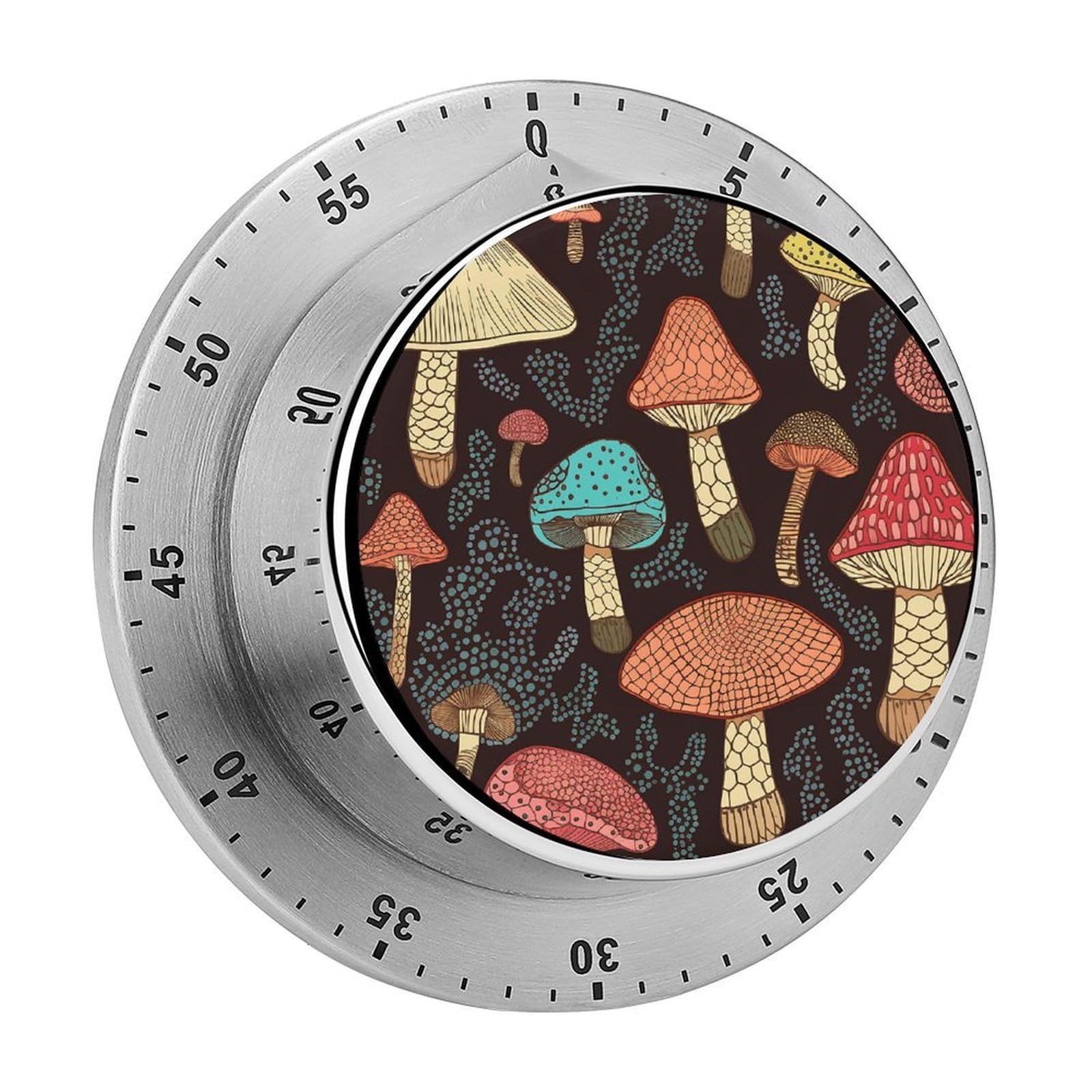 Mushroom Kitchen Timer Chef Cooking Timers Clock with Loud Alarm Exquisite Stainless Steel Mechanical