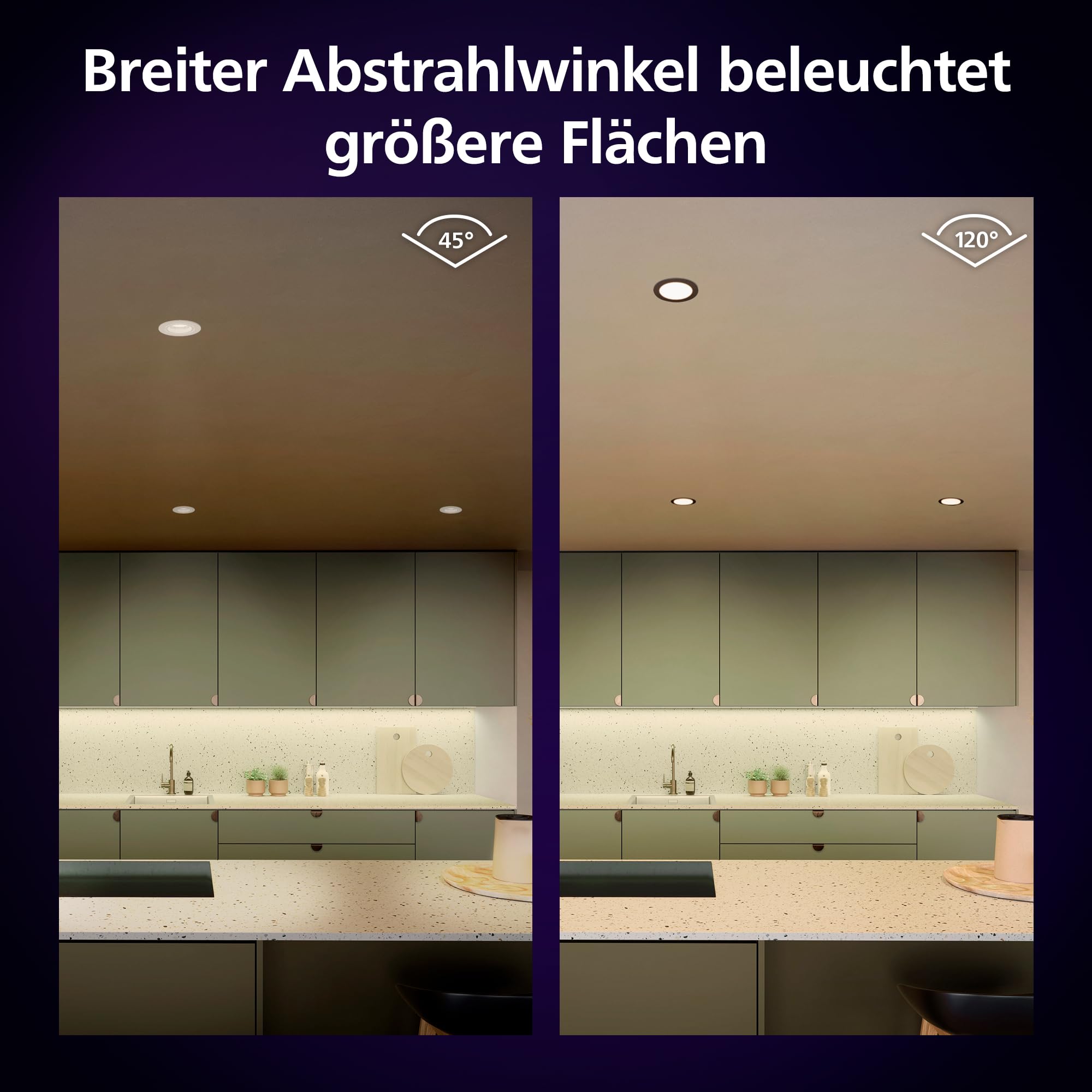 Philips Hue Smart Slim Einbauleuchte 3er Pack, 90 mm, Weiß & Farbiges Licht, Bluetooth kompatibel, Sprachsteuerung mit Alexa, Apple Home & Google Assistant, weiß