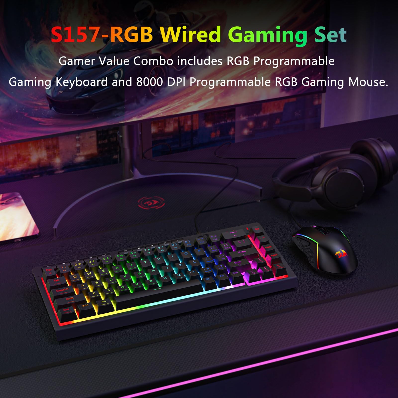 Redragon Combo tastiera e mouse da gioco cablati S157