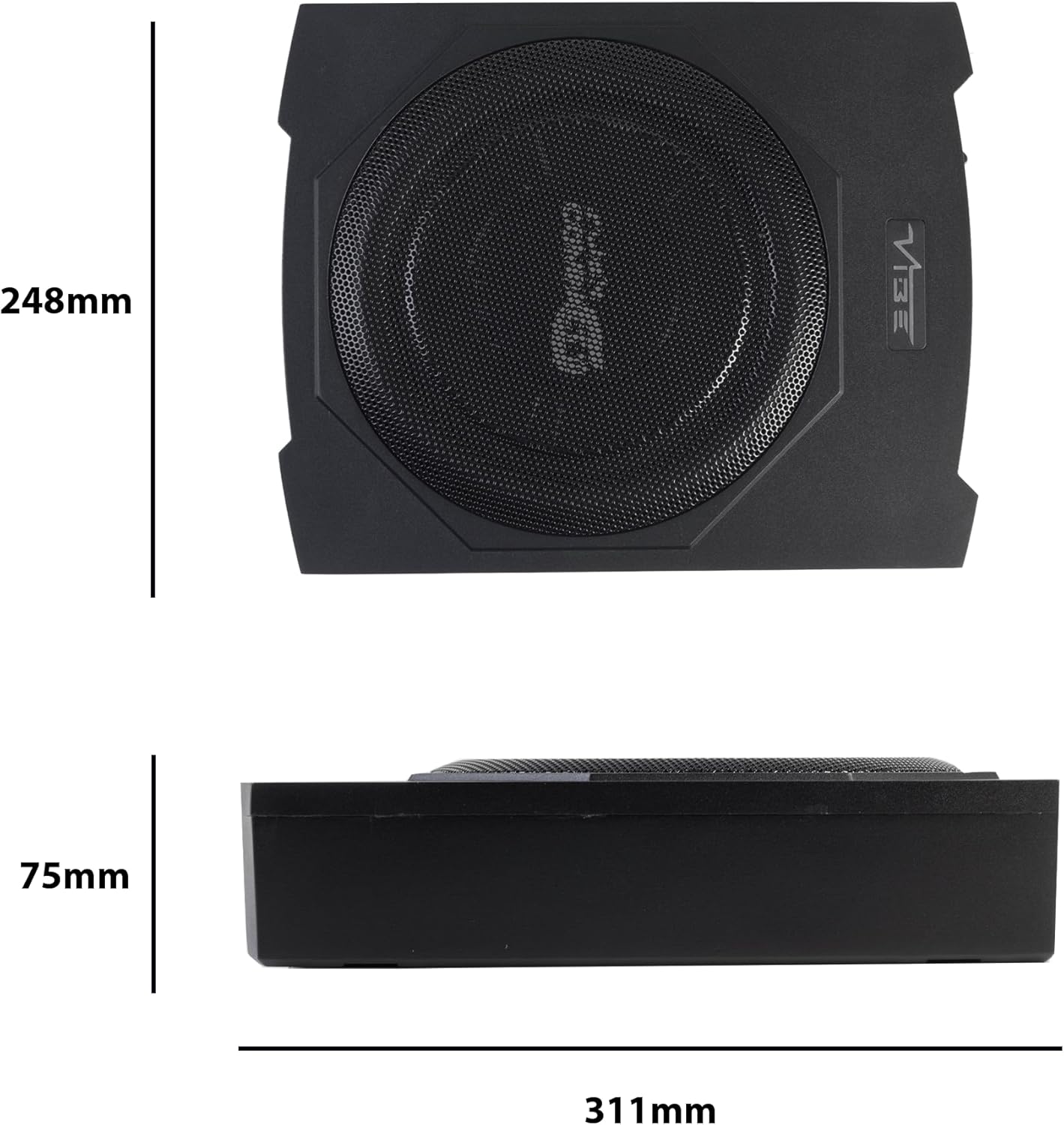 VIBE Slick C10A 10inch Car Underseat Compact Slim Active Amplified Subwoofer Sub Bass Box Enclosure
