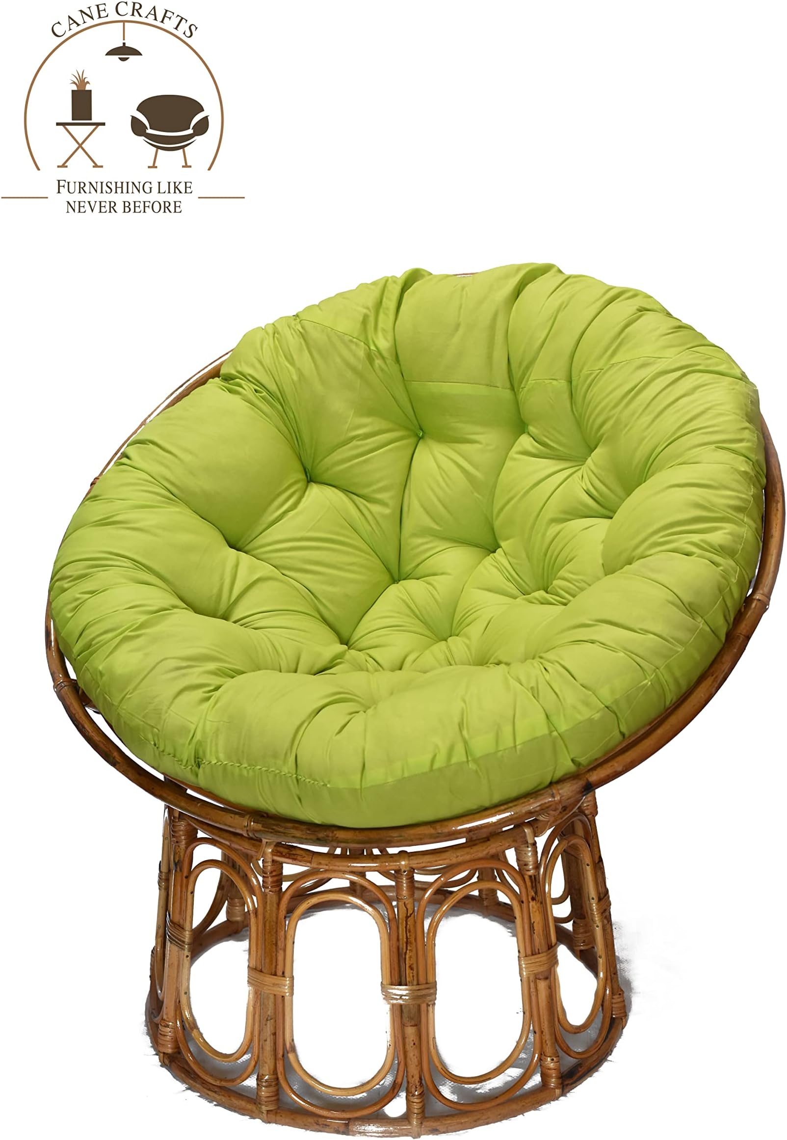Cane Crafts Premium Supreme Round Rattan Cane Chair with Ultra Soft Cushion Ecofriendly Cane Chair (Large)