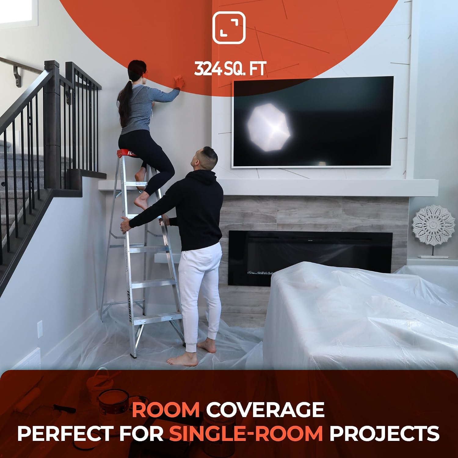 3 Pack 12x9 ft Extra Large Plastic Drop Cloth for Painting, Furniture Covers, Painters Plastic Cover, Clear Paint Tarp, Floor Protector, Disposable Paint Drop Cloth, 55% Recycled