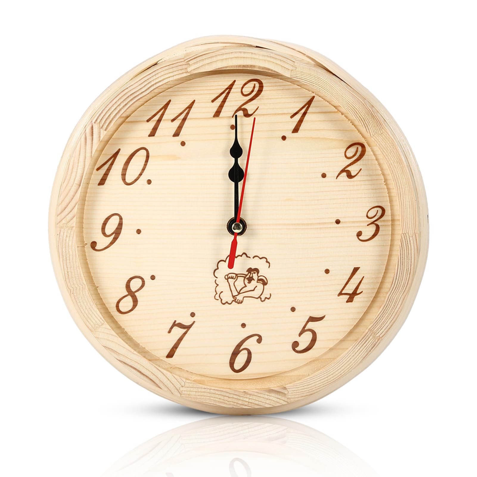 Herchr Beige 9" Wood Grain Round Wall Clock Sauna Wall Clock Silent Not Tickling Wooden Wallclock Sauna Timerclock For Saunaroom Home Office Bedroom Kitchen Saunaaccesorries