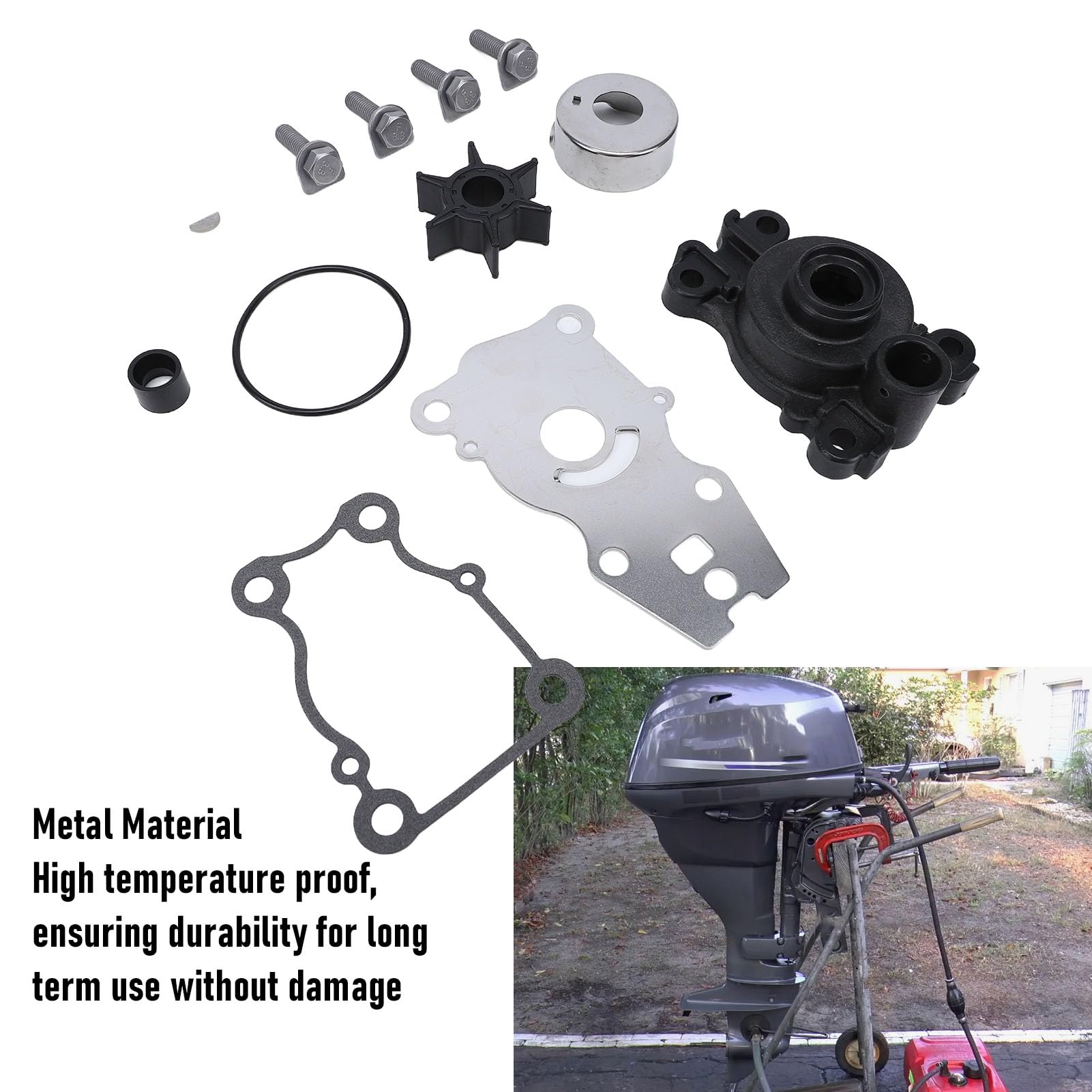 Kit di Ricambio per Girante Fuoribordo, Kit di Riparazione Pompa Acqua per Fuoribordo da 25 30 40 Cavalli a 2 e 4 Tempi, Materiale Metallico Progettato Facile Installazione