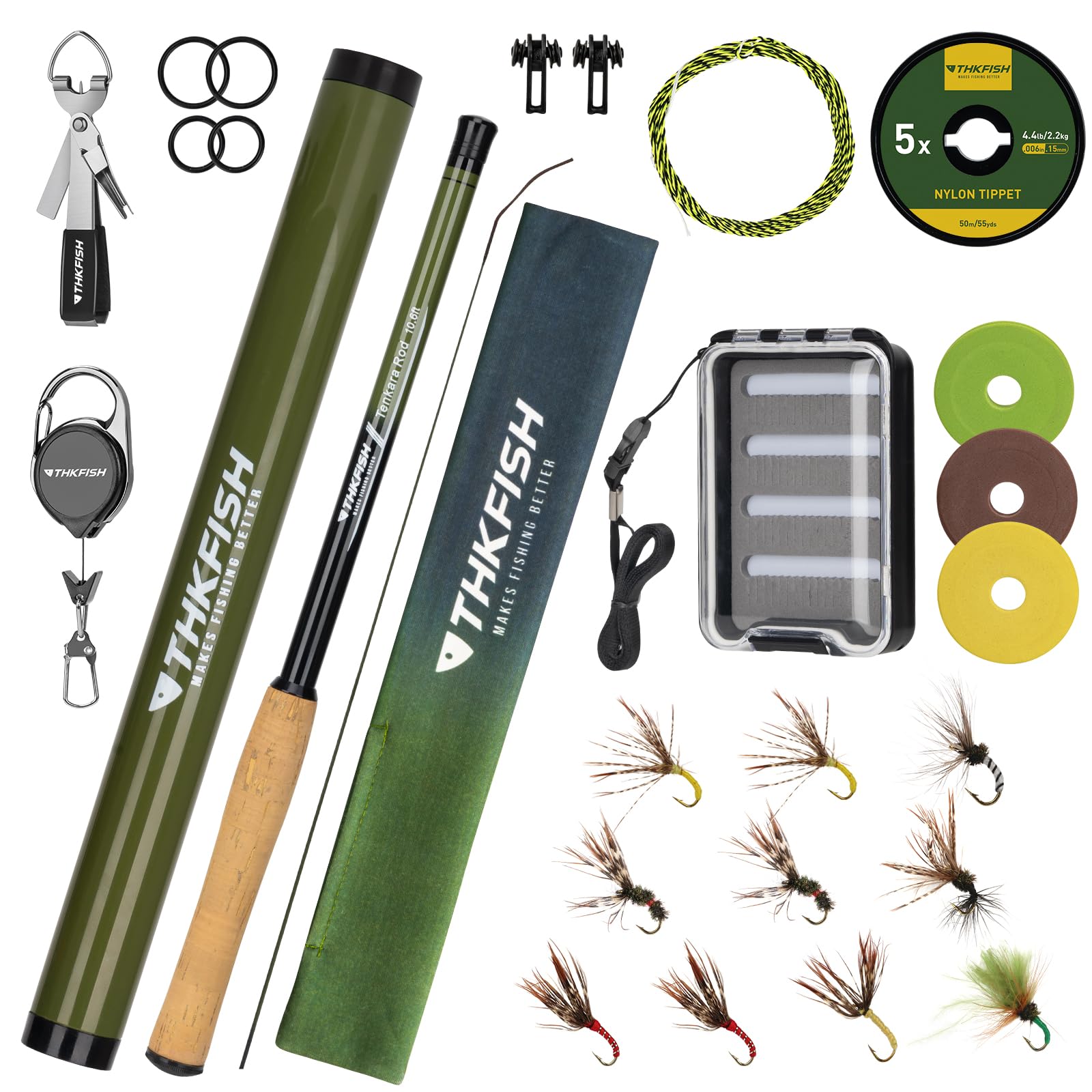 THKFISH Tenkara Fly Fishing Rod Kit 8.7ft/10.6ft/11.6ft 24T Carbon Fiber Telescopic Fly Fishing Combo Kit with Carrying Case Fishing Line and Flyfishing Lure for Streams, Trout, Bass, Salmon