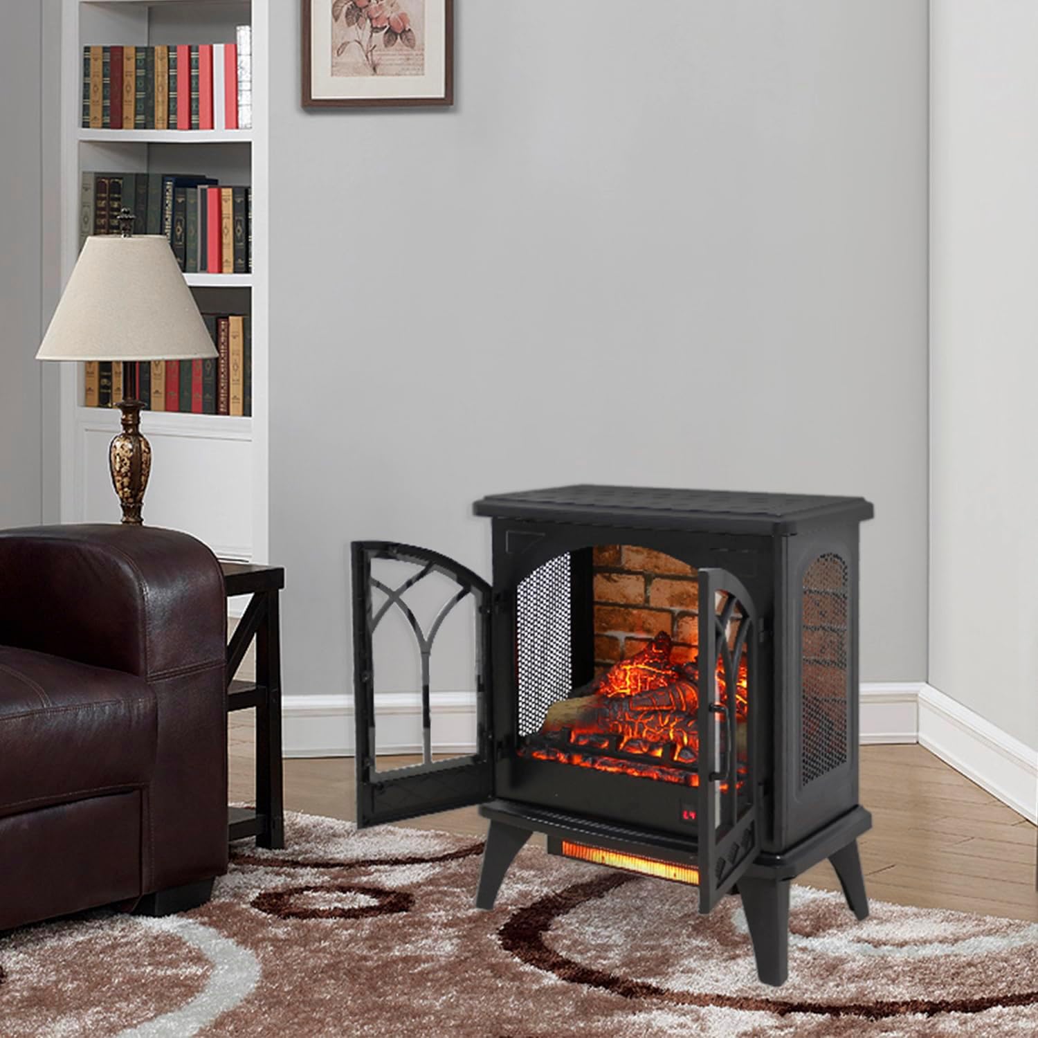 24 inch 3D Flame Electric Infrared Quartz Fireplace Stove with Remote Control