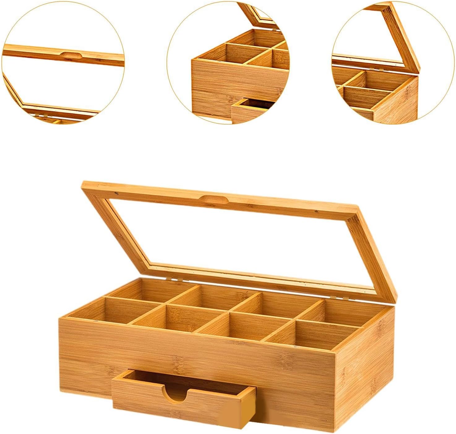 Tea Storage Box Tea Organizer Keeps Tea Bags with Lid Holder Jewelry Case for