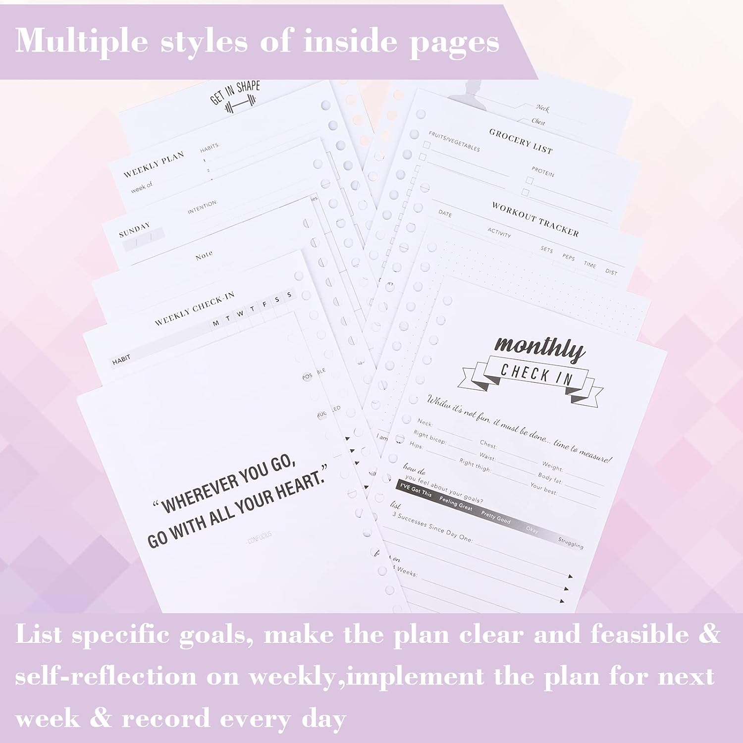 Xgood Fitness Journal Workout Planners Nutrition Planner with Diet & Calorie Tracker Daily Personal Health Tracker, 160 Pages(Blue) : Sports & Outdoors