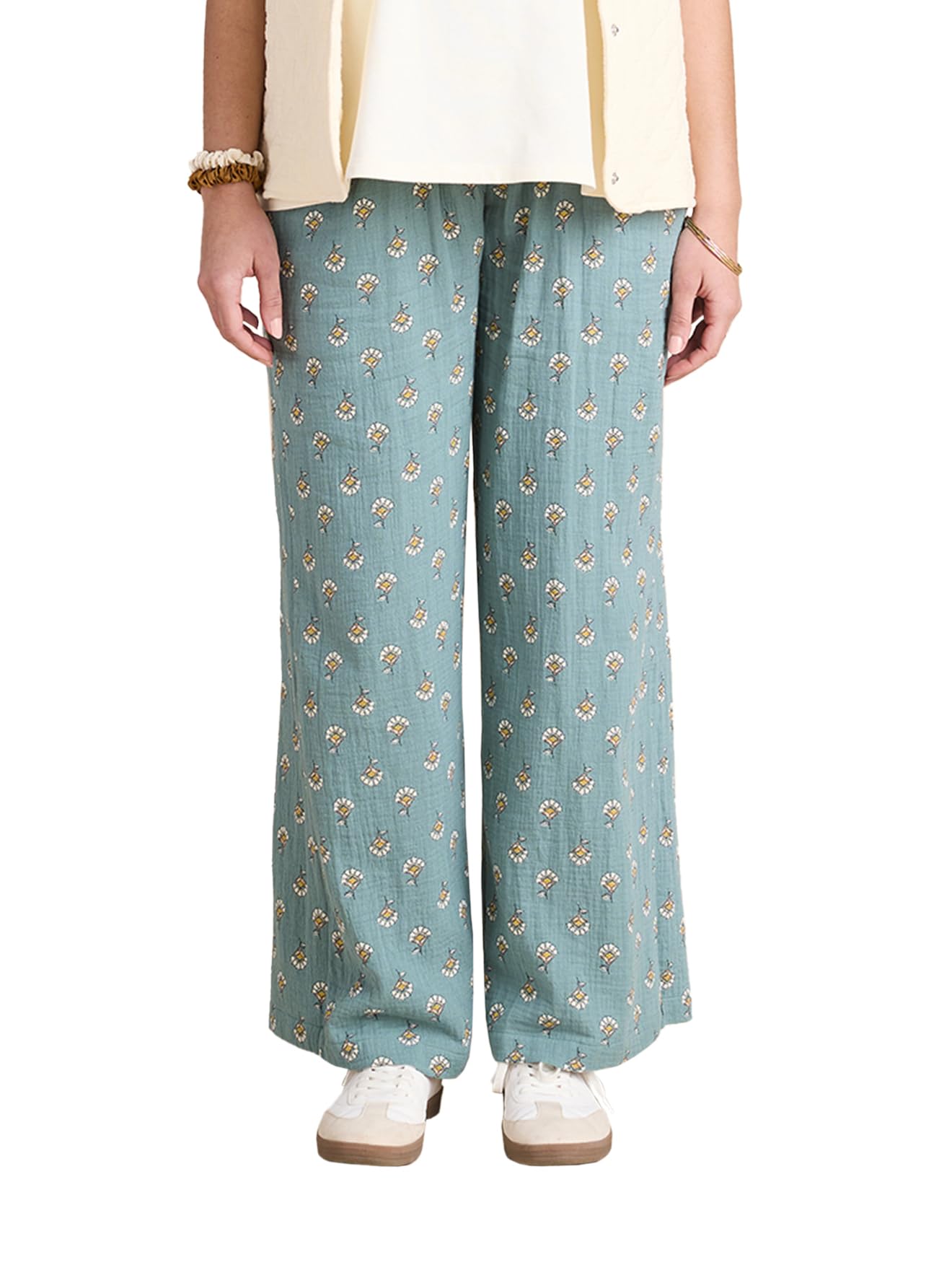 ENVIE DE FRAISE Pantalon Large de Grossesse en Gaze Coton imprimé avec Bandeau