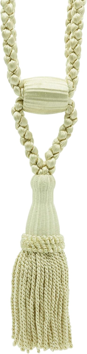 DÉCOPRO Set of 4 Pretty/Natural/Tassel Tieback / 5 1/2 inch (14cm) Tassel / 26 inch (66cm) Spread (Embrace) / 3/8 inch (10mm) Cord/Style#: 91585 / Color: B01 (Natural)