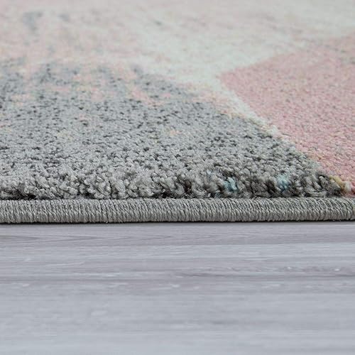 Miniatura 2 de Paco Home Alfombra de área con patrón geométrico abstracto que se desvanece a la moda en multicolor, rosa, crema, gris, azul, tamaño 4 pies 7