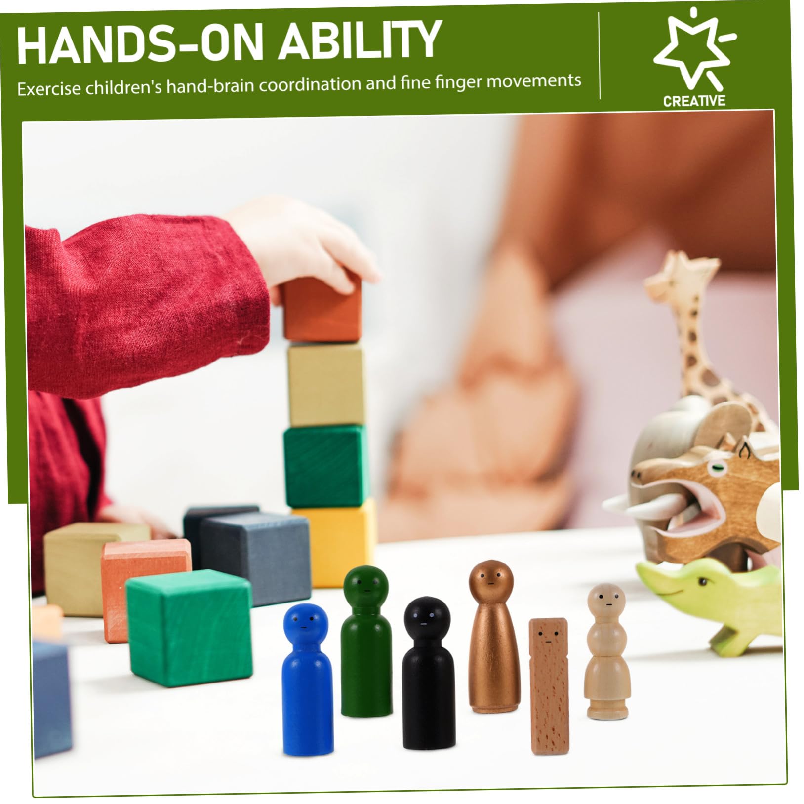 POPETPOP 28 Pezzi Bambole Peg in Legno Modelli DIY per Bambini | Figure Grezze da Dipingere, per Decorare la Stanza, Attività Creative Movimenti Fini