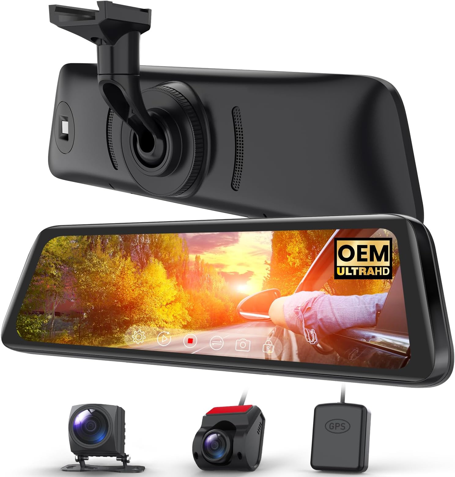 AUTO-VOX T9PRO OEM Rear View Mirror Camera with Detached Front Lens, 9.35" Full Laminated Touch Screen Mirror Dash Cam Front and Rear with No Glare, Super Night Vision Backup Camera for Car/Truck