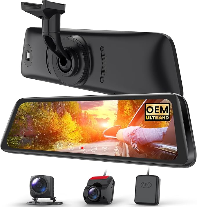 AUTO-VOX T9PRO OEM Rear View Mirror Camera with Detached Front Lens, 9.35" Full Laminated Touch Screen Mirror Dash Cam Front and Rear with No Glare, Super Night Vision Backup Camera for Car/Truck