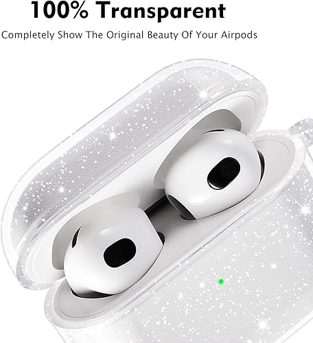 Miniatura 9 de KOREDA Funda compatible con AirPods 3 2021 de 3 generación funda protectora transparente de TPU suave a prueba de golpes diseñada con llavero para