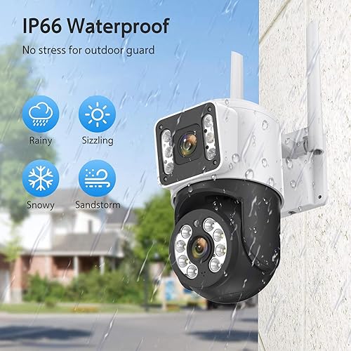 Miniatura 8 de Cámara de seguridad al aire libre de 5MP con lente dual, cámara WIFI de 2.4 GHz para seguridad en el hogar, cámara de vigilancia PTZ de 360  con