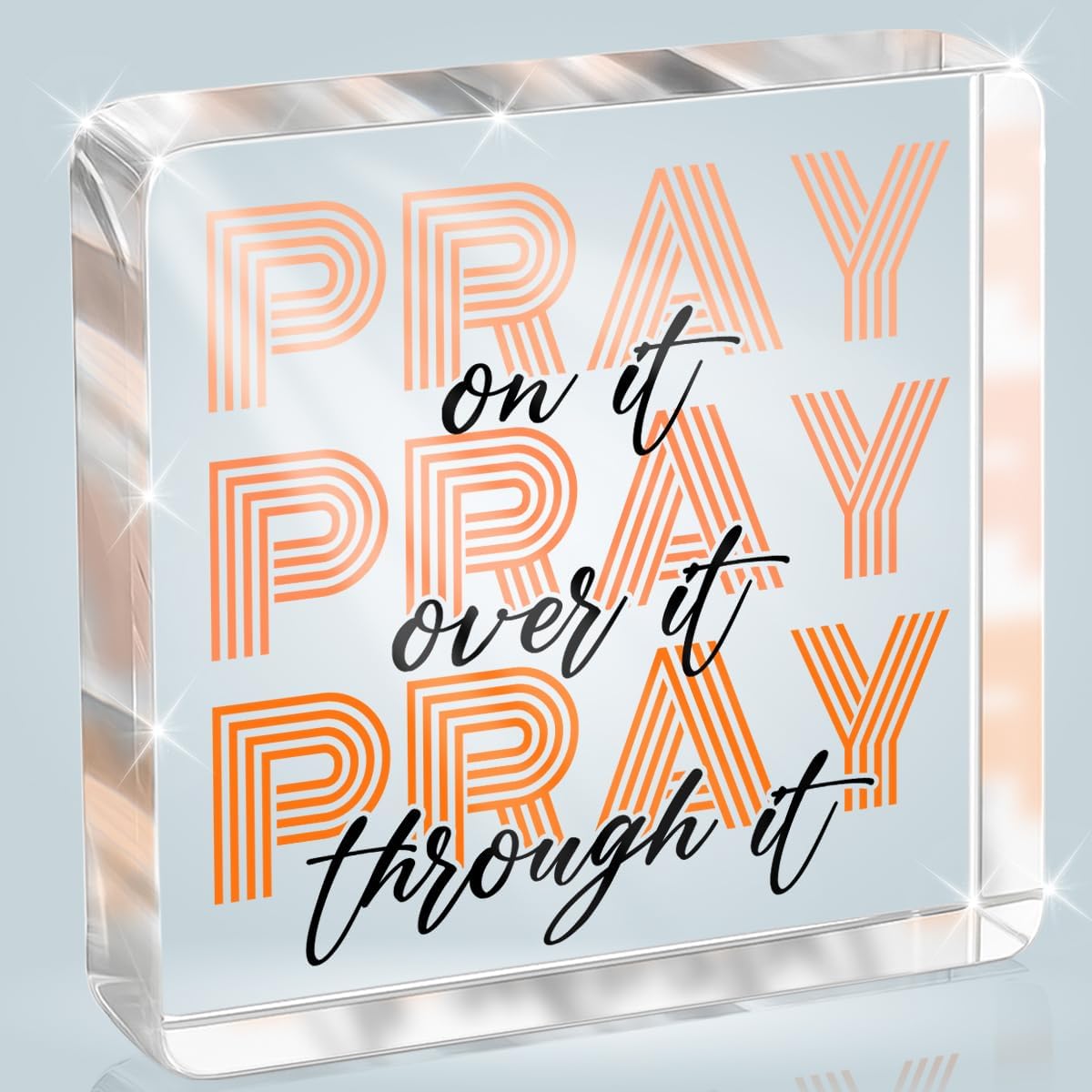 Christian Orange Room Decor, Inspirational Christian Gifts for Women, Orange Dorm Bathroom Room Decoration, Office Decor for Women, Acrylic Office Desk Accessories Decoration Wall Art Sign