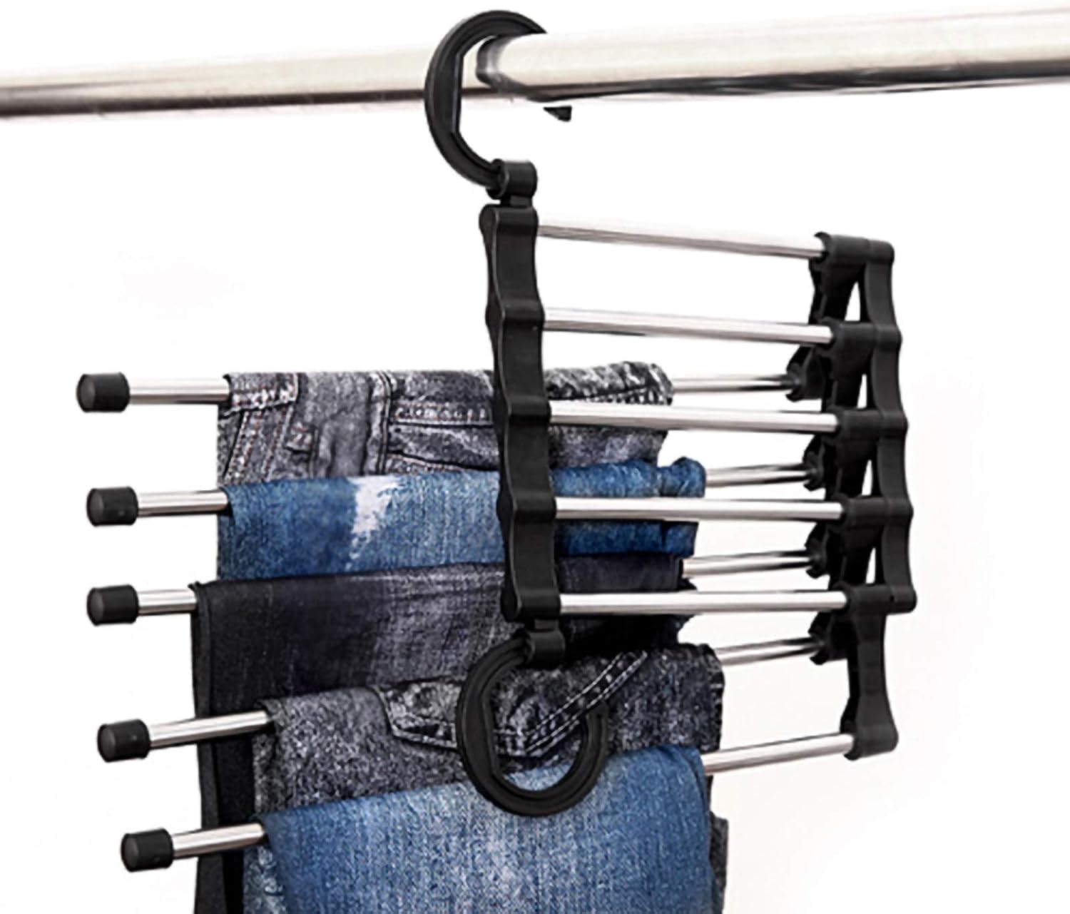 Dibiao Pants Hanger MultiFunction Folding Stainless Steel Pants Hanger Jeans Organizer Space
