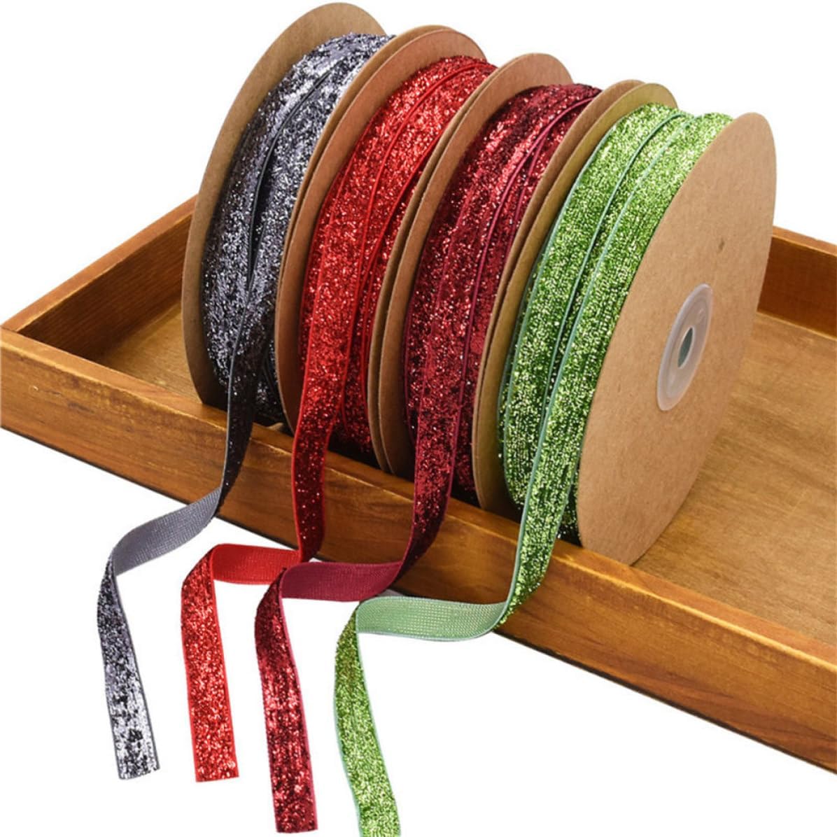 Gold Flocking Wrapping Ribbon 2cm Non Elastic 10m Roll for Crafts image 3