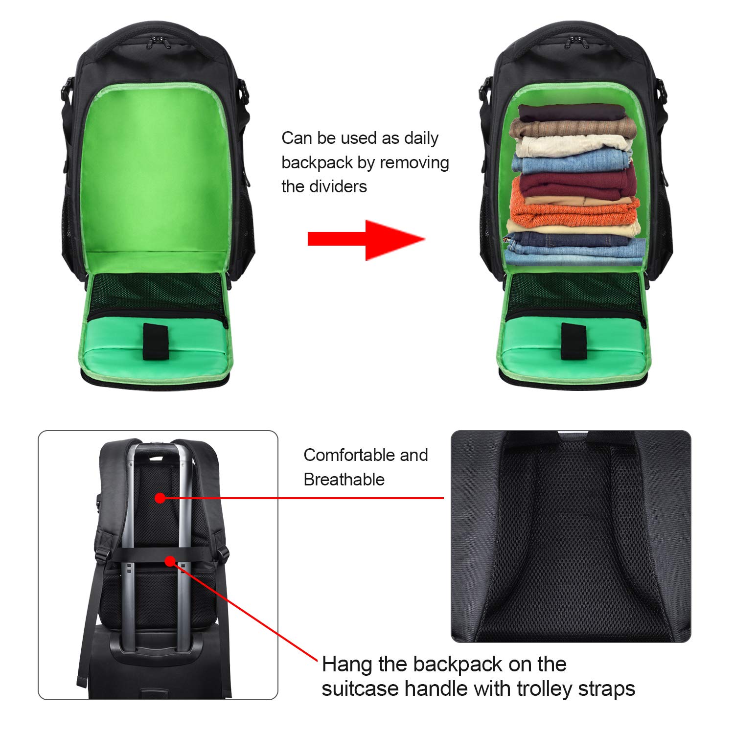 BERTASCHE Zaino Fotocamera DSLR/SLR Impermeabile - Per Sony, Canon, Nikon - Compatibile Con Laptop 15.6 Pollici - 3