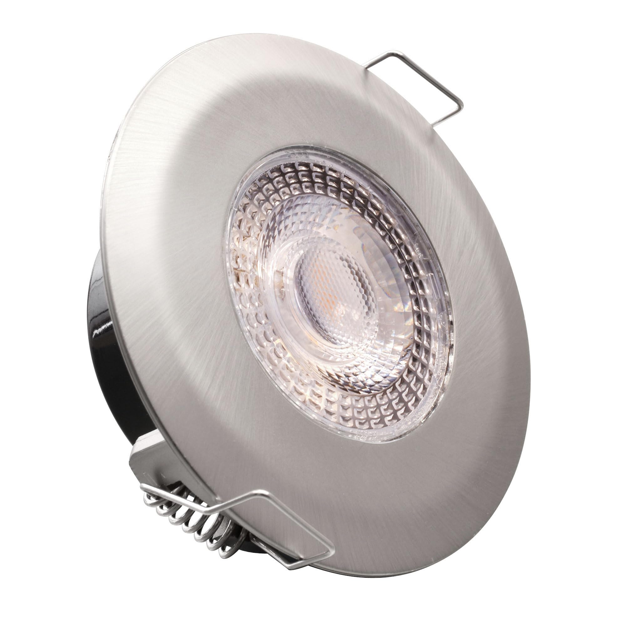 max K O M F O R T 12x LED Bad Einbaustrahler IP44 Ultraflach 5 Watt Edelstahl-Optik 230V Rund warmweiß Deckenstrahler Spot Deckenspot Lumena