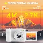 4K Caméra numérique pour Photography-50MP Caméra de visualisation automatique avec 2,8'' 180° Écran Flip, 18X Zoom numérique-Compact Point et caméra de tir avec 32GB TF pour YouTube, Voyage, Débutants, Blanc