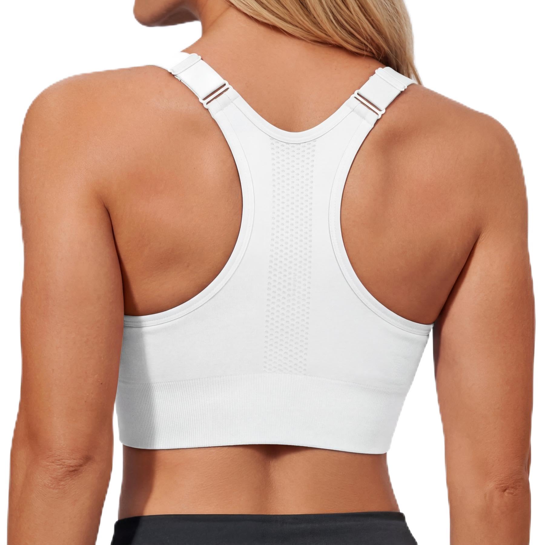 Sujetador Deportivo Mujer Alta Sujeción sin Aros con Espalda Racerback y Tirantes Ajustables | Top Deportivo con Almohadillas Extraíbles