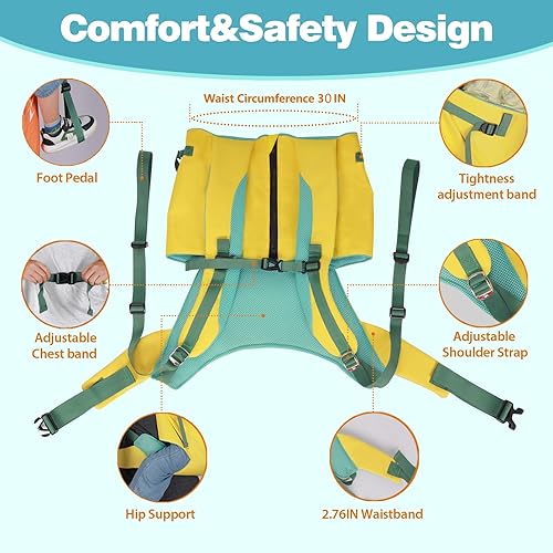 Miniatura 3 de Mochila portabebés de senderismo para niños mayores de 3 a 12 años de edad, adecuada para niños que miden la cintura de menos de 30 pulgadas. Cómoda