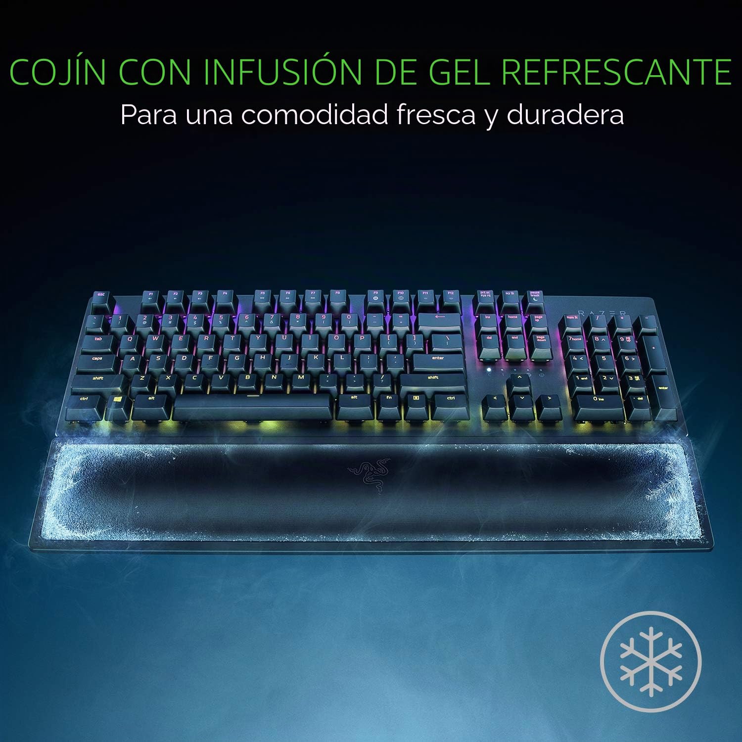 Razer Ergonomic Wrist Rest Pro - reposamuñecas ergonómico con gel refrescante para teclado (patas de goma antideslizantes, compatible con todos los teclados de tamaño completo) Negro