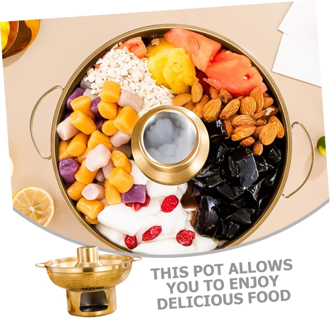 Cabilock Stainless Steel Dessert Fondue Pot Melting Pot for Fruit Soup More for Families Hotels Outdoor Use Easy to Clean Cookware for Delicious Treats
