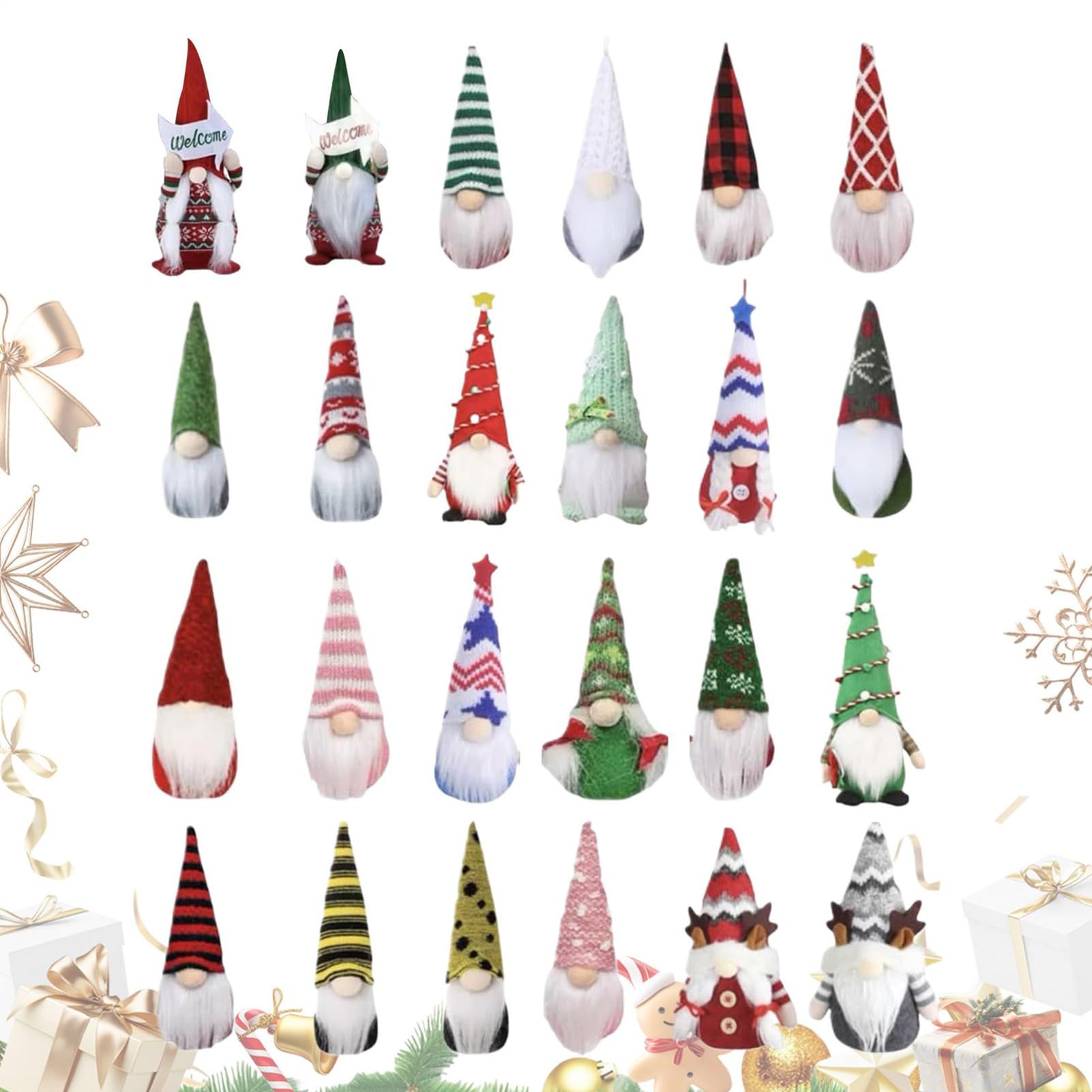 Calendario 'Avvento Di Natale Calendario Conto Alla Rovescia Di 24 Giorni | Bambole Di Gnomi In Peluche Per Bambini E Adulti Per Scrivania Mensola Libreria Camera Soggiorno