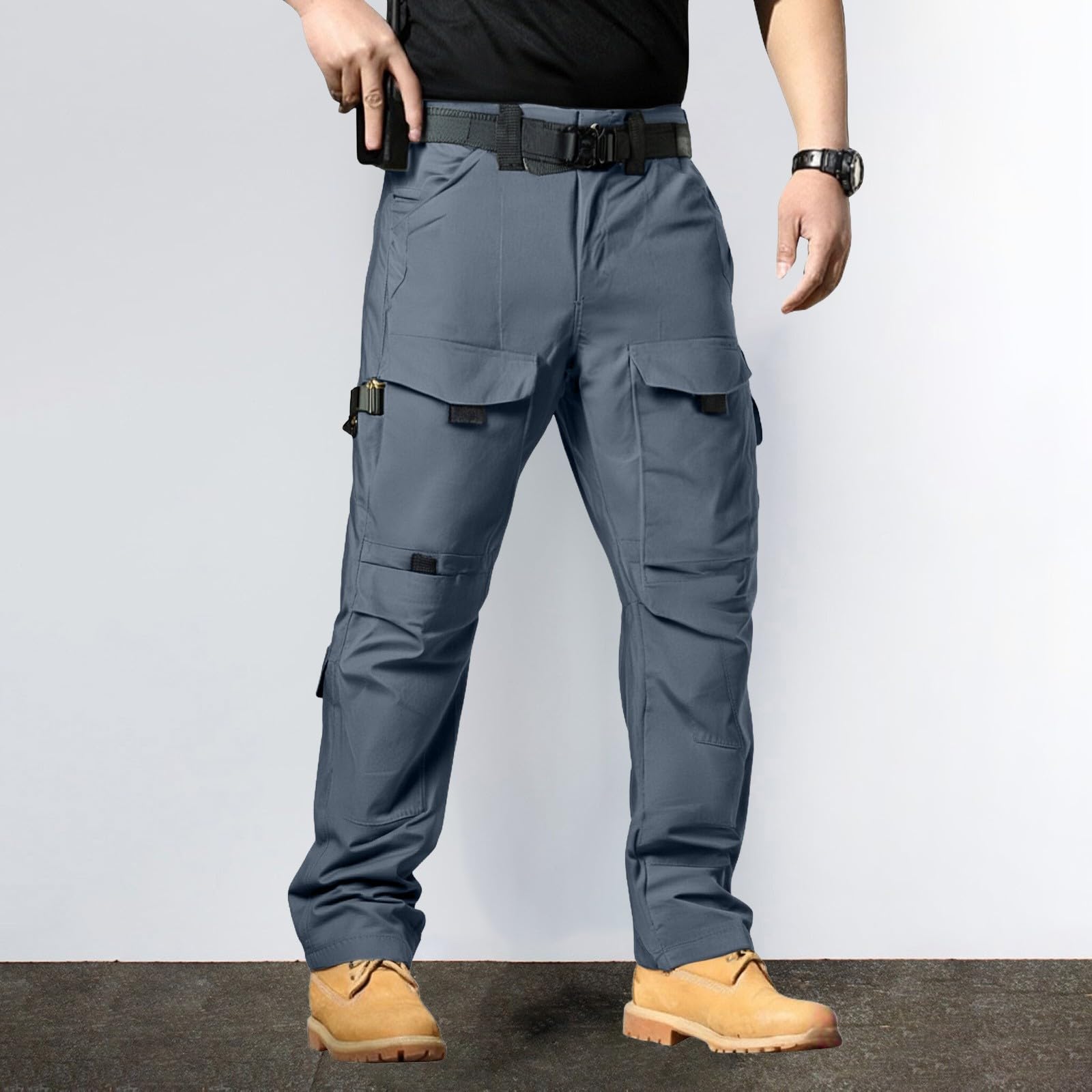 Generisch Pantalones cargo para hombre 3XL elásticos: pantalones de trabajo con múltiples bolsillos, pantalones de exterior, resistentes a la abrasión, pantalones de senderismo de pierna recta