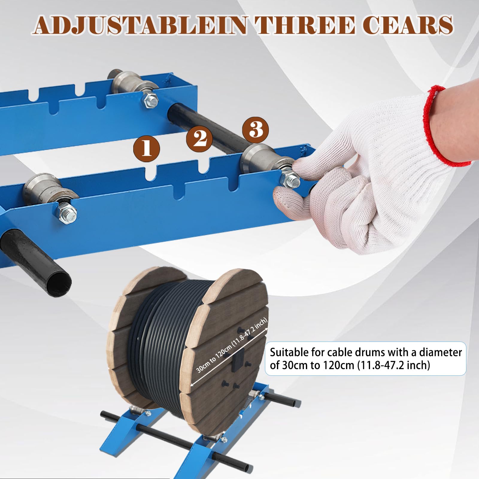 Dispensatore di Cavi in Acciaio ad Alta Resistenza, Supporto Rotante 2000 kg Classe Industriale, Svolgitore per Bobine Ø30-120cm, Portabobine Con Rullo Regolabile A 3 Livelli