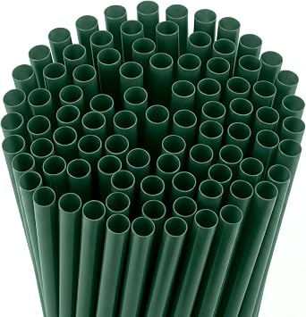 Disposable Plastic Straws Dark Green,Drinking Straw for Coffee House, Diner- for Beverage, Juice, Soda, Bar Supplies, Individually Wrapped, 400 Counts