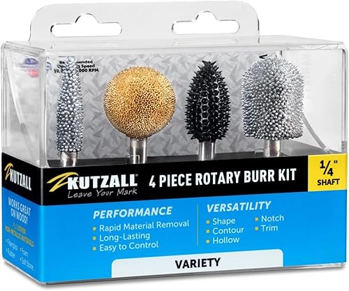 Vista 7 de Kutzall Kit de fresas rotativas de 3 piezas, eje de 1⁄4 pulgadas, finas, brocas de tallado de madera para Bosch, DeWalt, Milwaukee Tools - Carburo