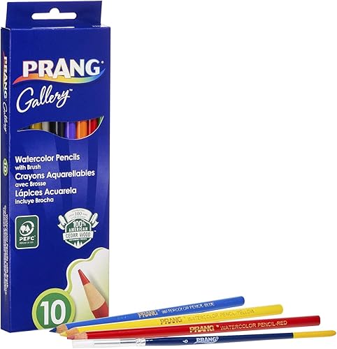 Miniatura 2 de Prang Lápices de colores de acuarela, incluye pincel, colores surtidos, 10 unidades (23650)