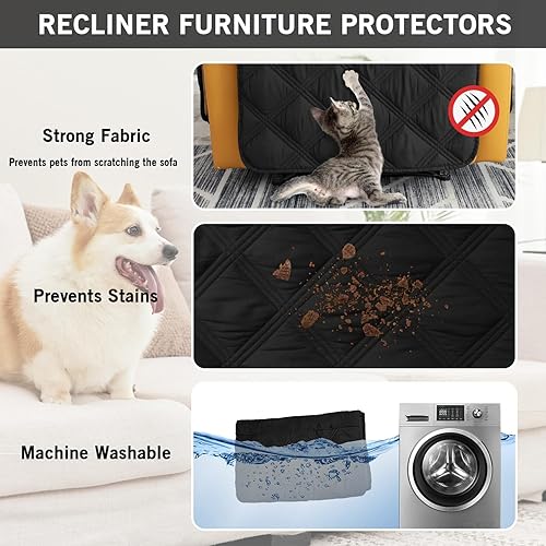 Miniatura 5 de CHHKON Fundas para sillas reclinables, impermeables con protector antideslizante para muebles, fundas de sofá para niños, fundas de sofá para perros