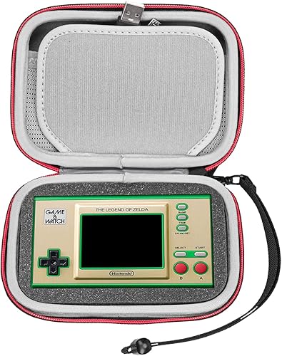 RLSOCO Estuche rígido para Nintendo Game & Watch Super Mario BrosThe Legend of Zelda (cremallera roja - funda de transporte 1 pieza solamente),