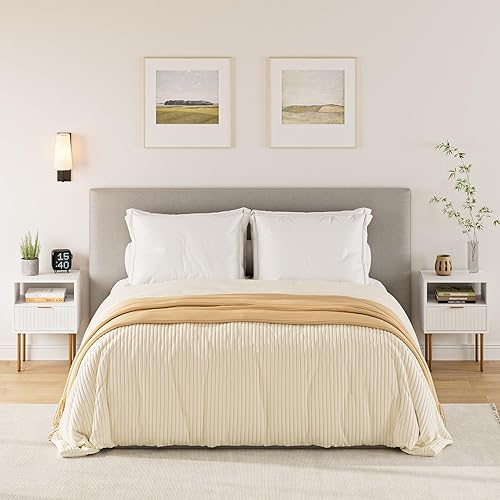 Miniatura 7 de Masupu Mesita de noche, mesa auxiliar de estilo moderno de mediados de siglo con cajón de almacenamiento y estante de madera abierta, mesa lateral