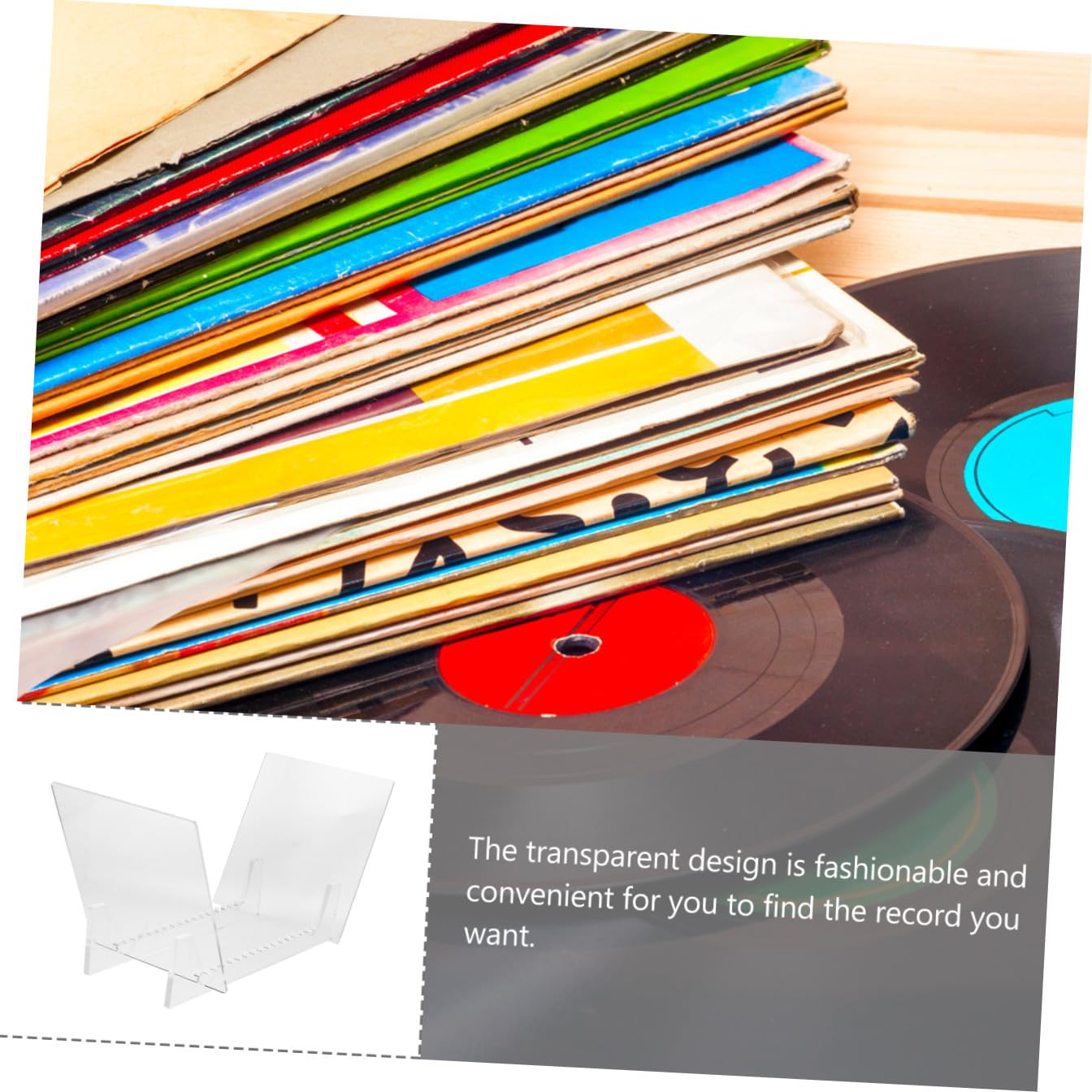 Toyvian Supporto Dischi Vinile in Acrilico Trasparente Resistente Antischeggia Organizer e Mensola per Album Stand Espositore Pratico per Libri e Vinili per Casa e Ufficio