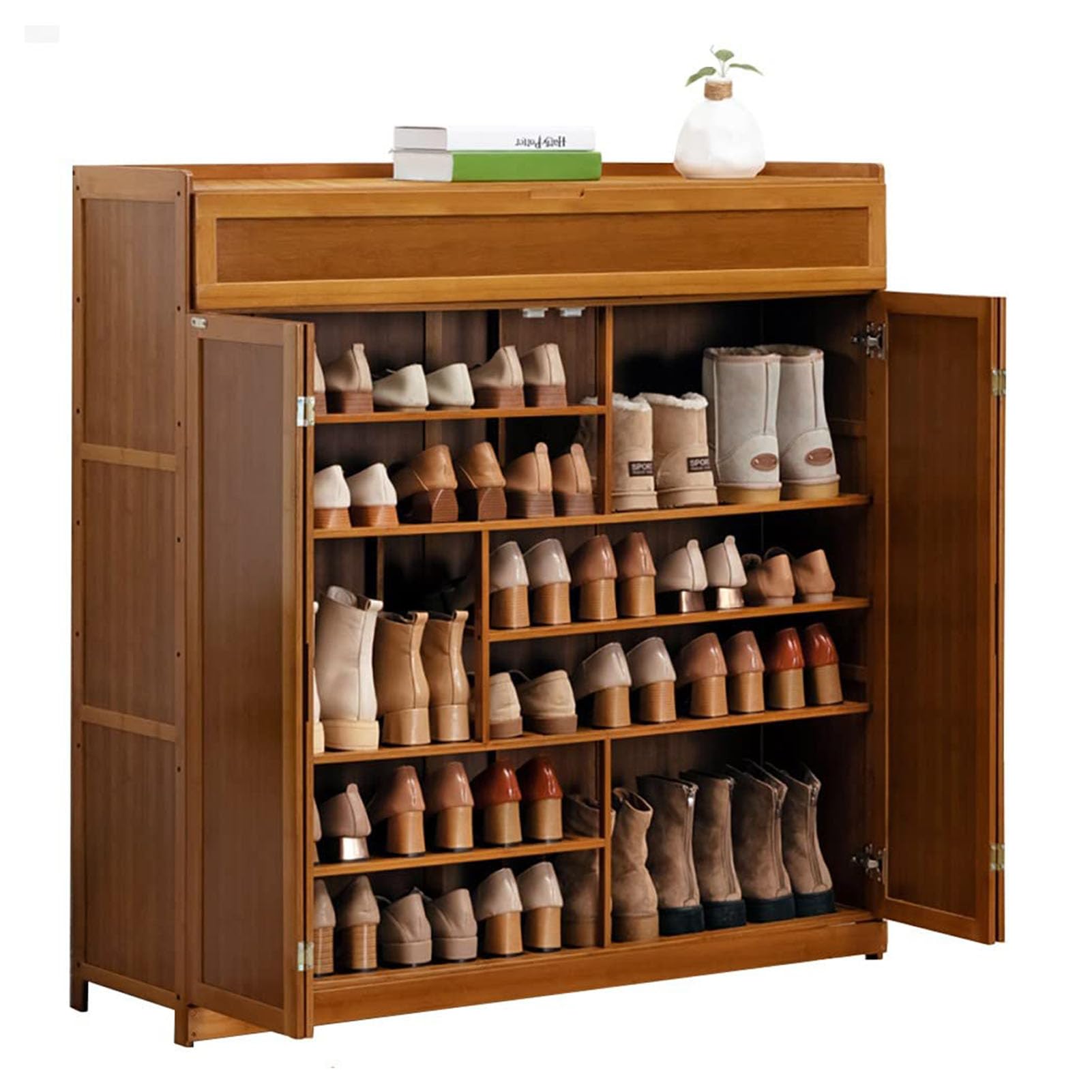 Meuble à chaussures en bambou 40 paires grande capacité 117x35x115 cm