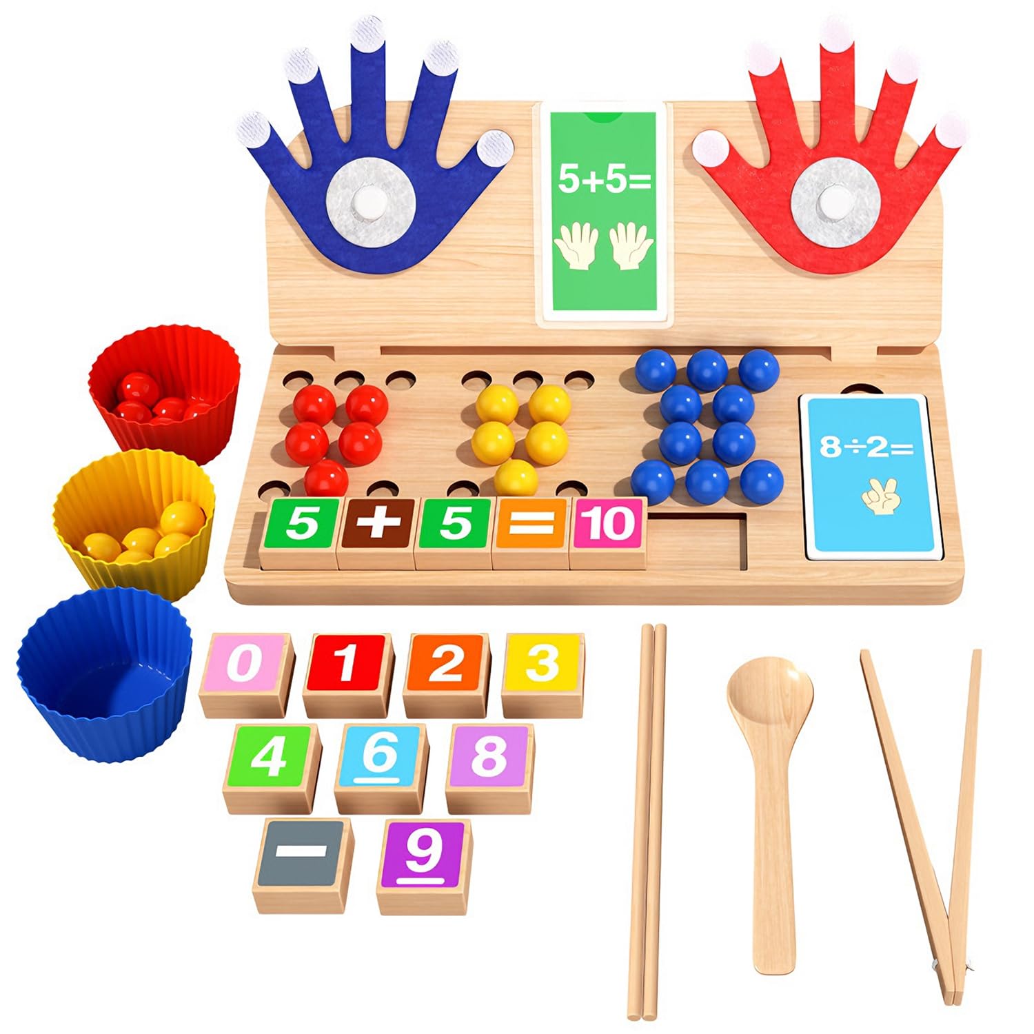 Montessori Toys 3 4 5 6 Years Old Wooden Educational Games for Learning to Count and Numbers, Math Game with Fine Motor Skills, Gift Children Childhood Education