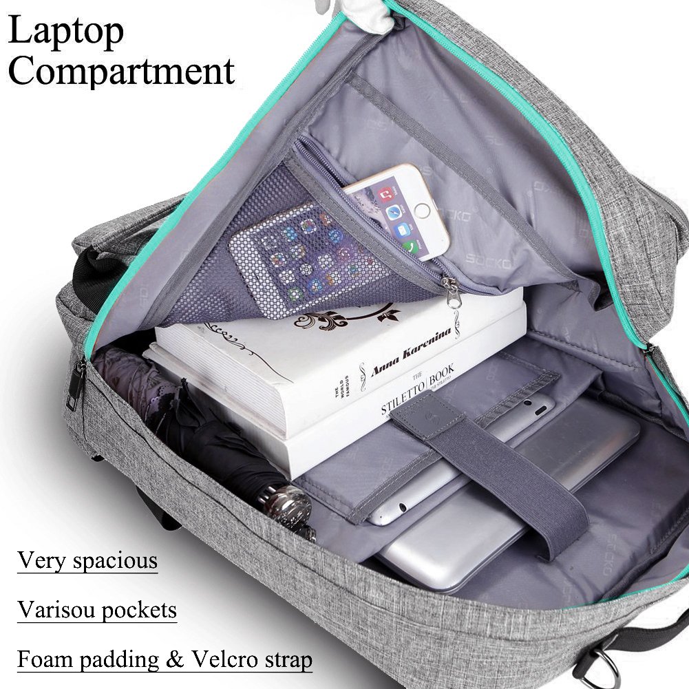 Amazon.com: SOCKO 17 Inch Laptop Backpack Convertible Backpack Travel  Computer Bag Hiking Knapsack Rucksack College Shoulder Back Pack Fits up to 17  Inches Laptop Notebook for Men/Women, Grey-Green : Electronics