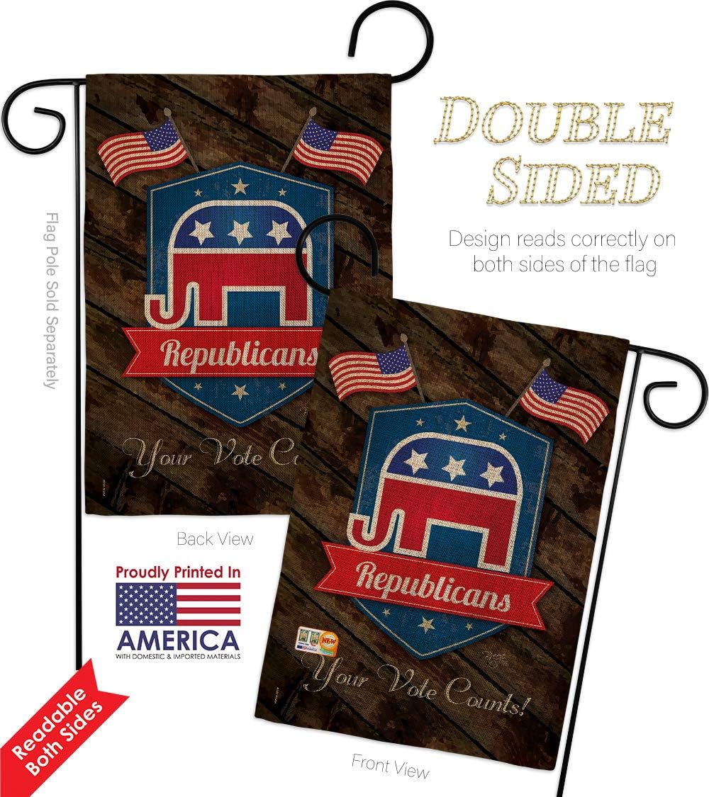 Republicans Burlap Garden Flag Americana Political President Democrat Republican Tea Party United State American Election Small Decorative Gift Yard House Banner Double-Sided Made In USA 13 X 18.5