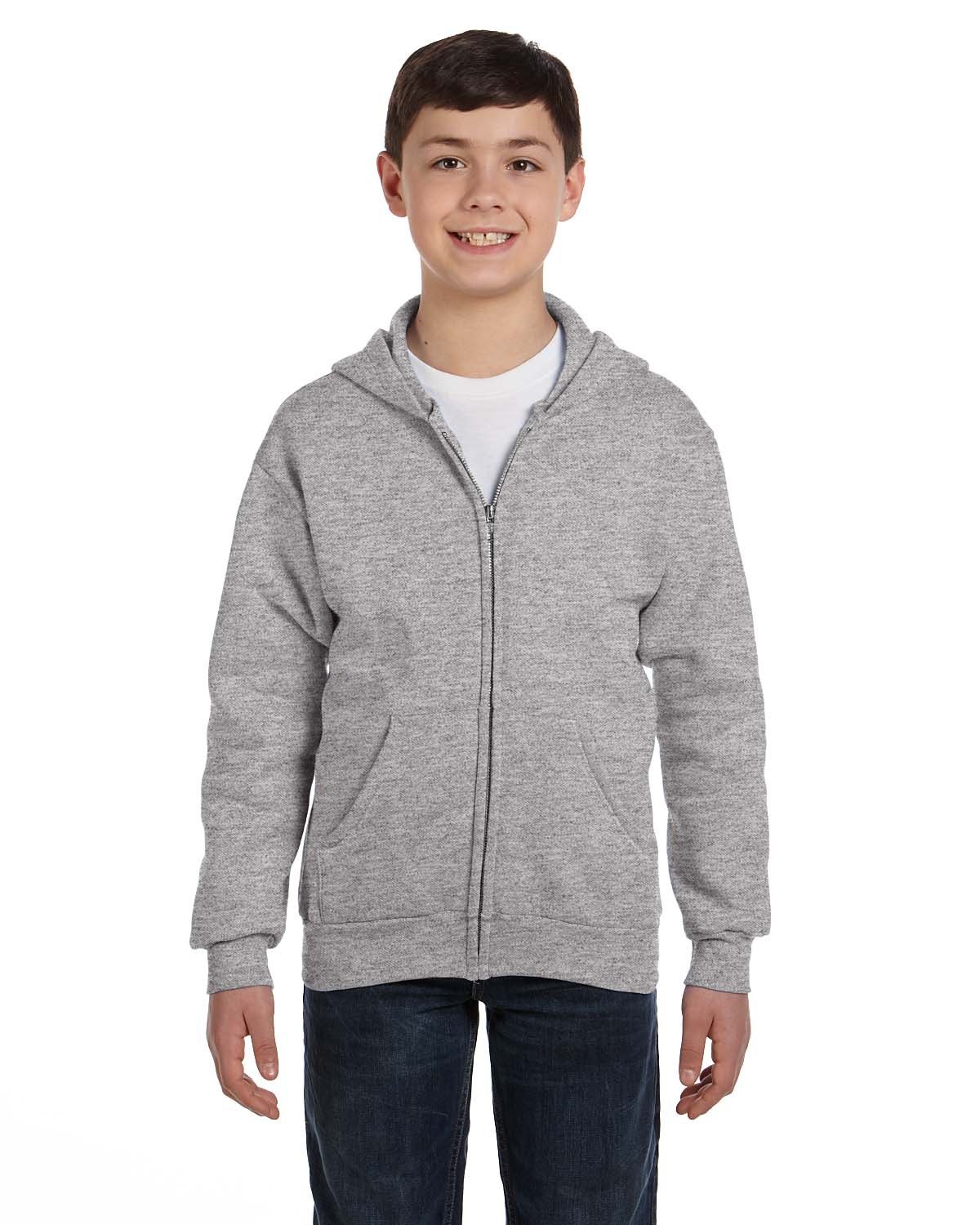Hanes - Youth 7.8 oz. ComfortBlend 50/50 Full-Zip Hood >> XS,LIGHT STEEL
