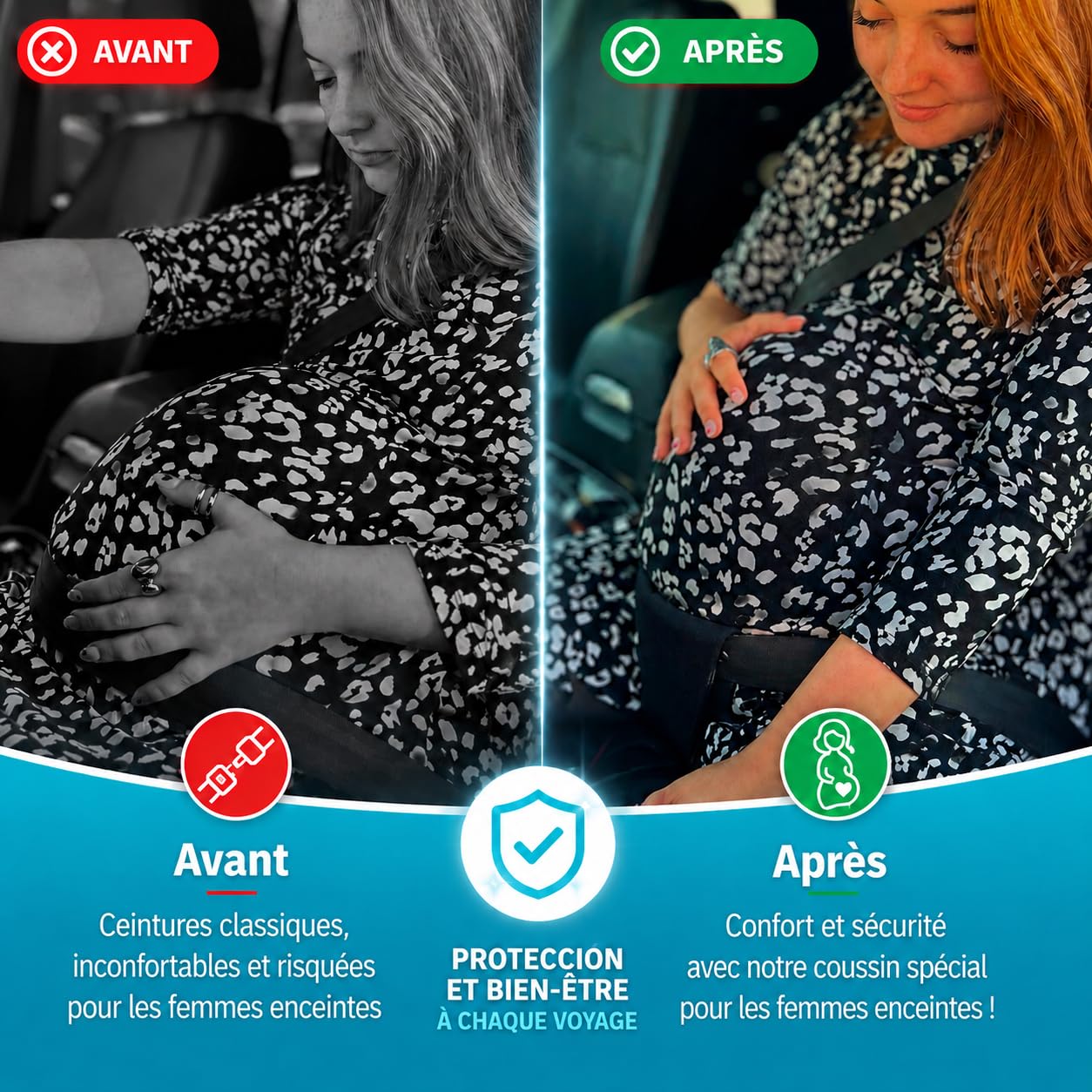 Ceinture grossesse voiture – Adaptateur ceinture femme enceinte | Sécurité bébé & confort | Facile à installer | Universel | Babysafe